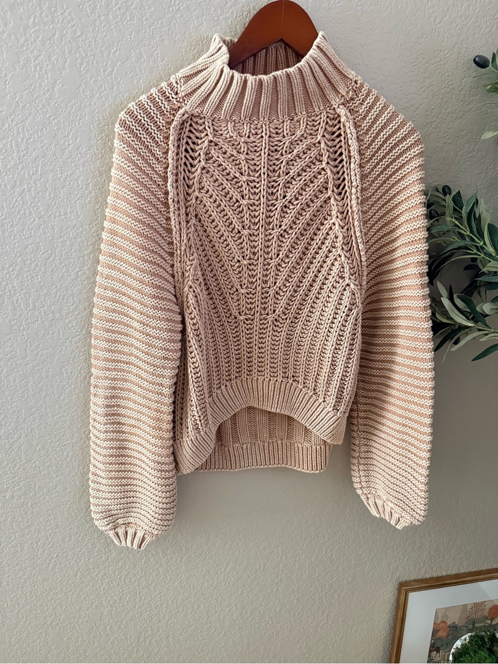 Free People My Only Sunshine Chunky Cable Knit Mock Neck Sweater